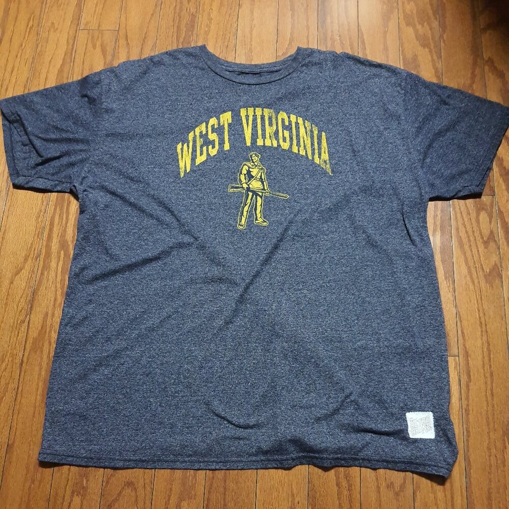 Original Retro Brand West Virginia Mountaineers Navy Blue Mock Twist Shirt